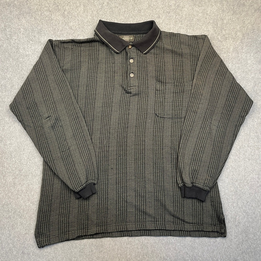 Knights Sportswear Striped Collared Shirt Men's Large Gray Long Sleeve